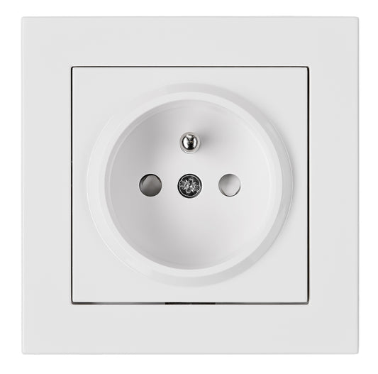 Priză completă, cu protecție și pin PE, albă