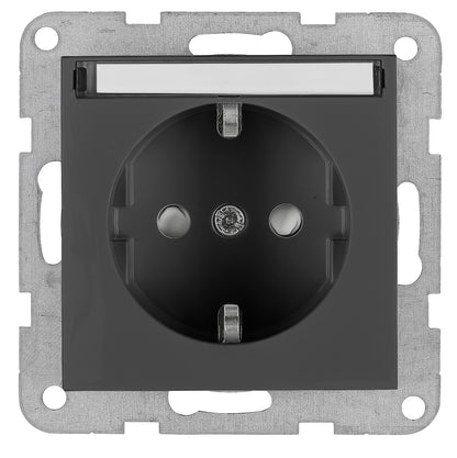 Socket with title block, safety shutter, anthracite