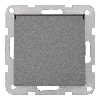 Insert priză cu capac de protecție, conex elastică, antracit