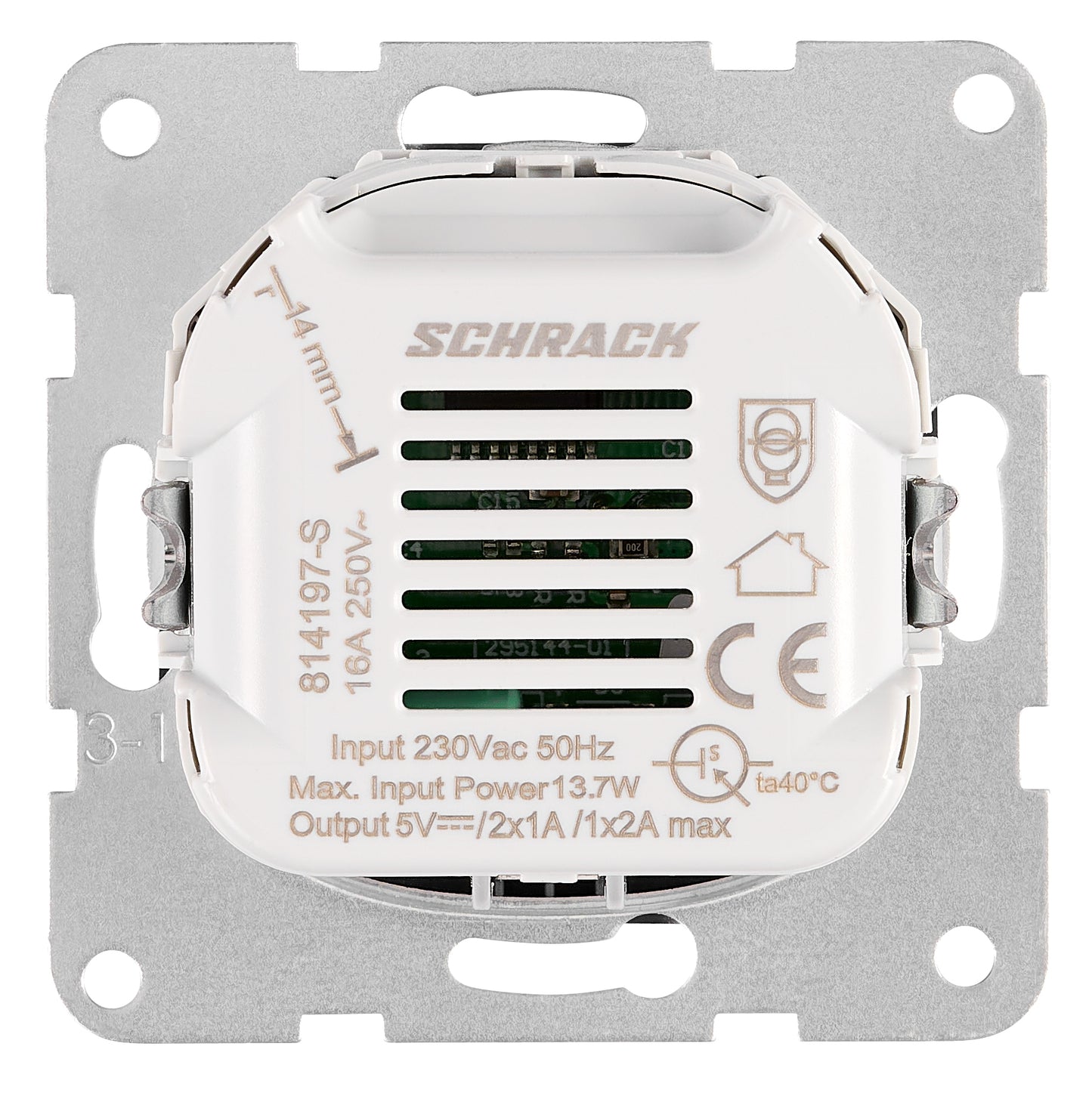 Insert priză USB A+C, 2.1A, antracit