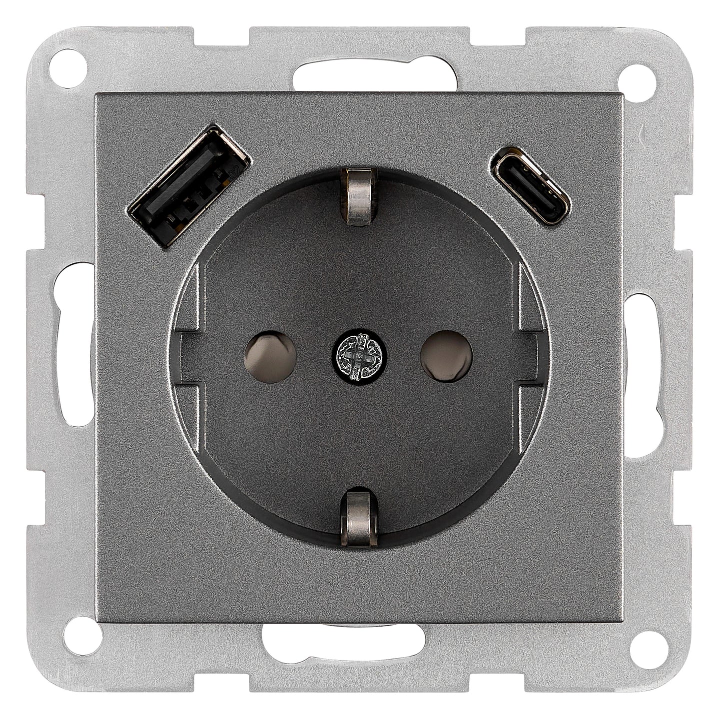 Insert priză USB A+C, 2.1A, antracit