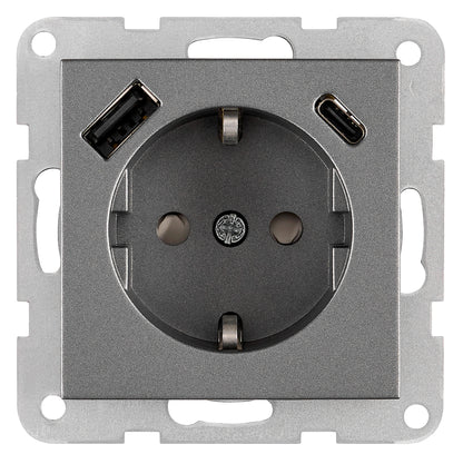 Insert priză USB A+C, 2.1A, antracit