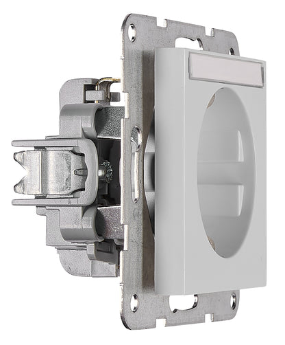 Socket with title block, safety shutter, silver