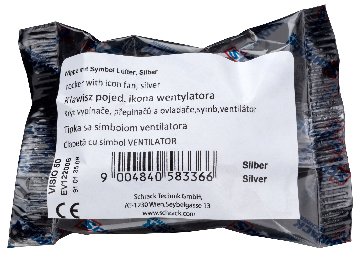 Clapetă cu simbol VENTILATOR, argintiu