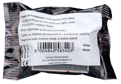 Clapetă cu indic. luminos transp. şi simbol LAMPĂ, argintiu