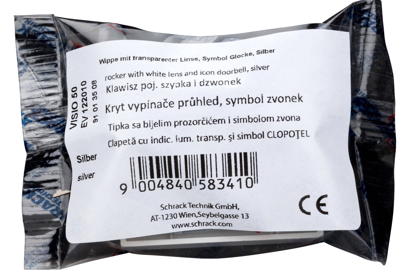 Clapetă cu indic. lum. transp. şi simbol CLOPOŢEL, argintiu