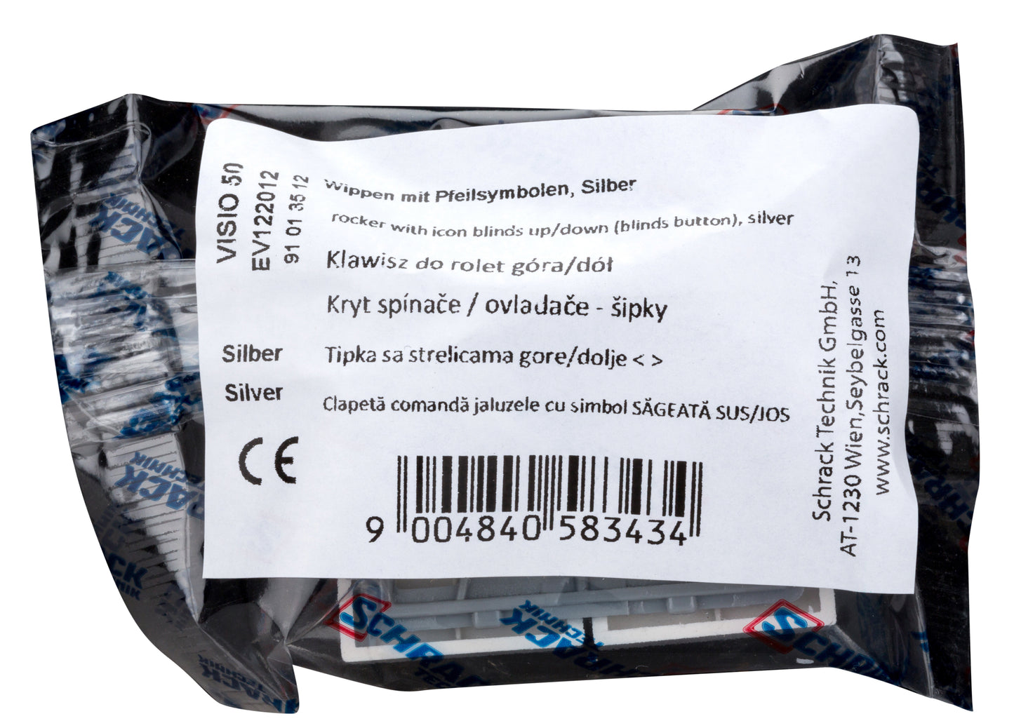 Clapetă comandă jaluzele cu simbol SĂGEATĂ SUS/JOS, argintiu