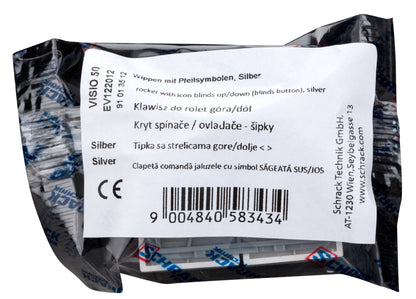 Clapetă comandă jaluzele cu simbol SĂGEATĂ SUS/JOS, argintiu