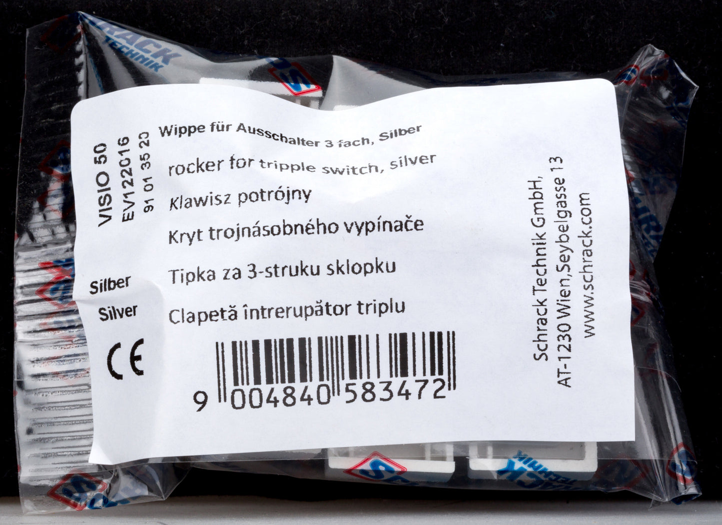 Clapetă întrerupător triplu, argintiu