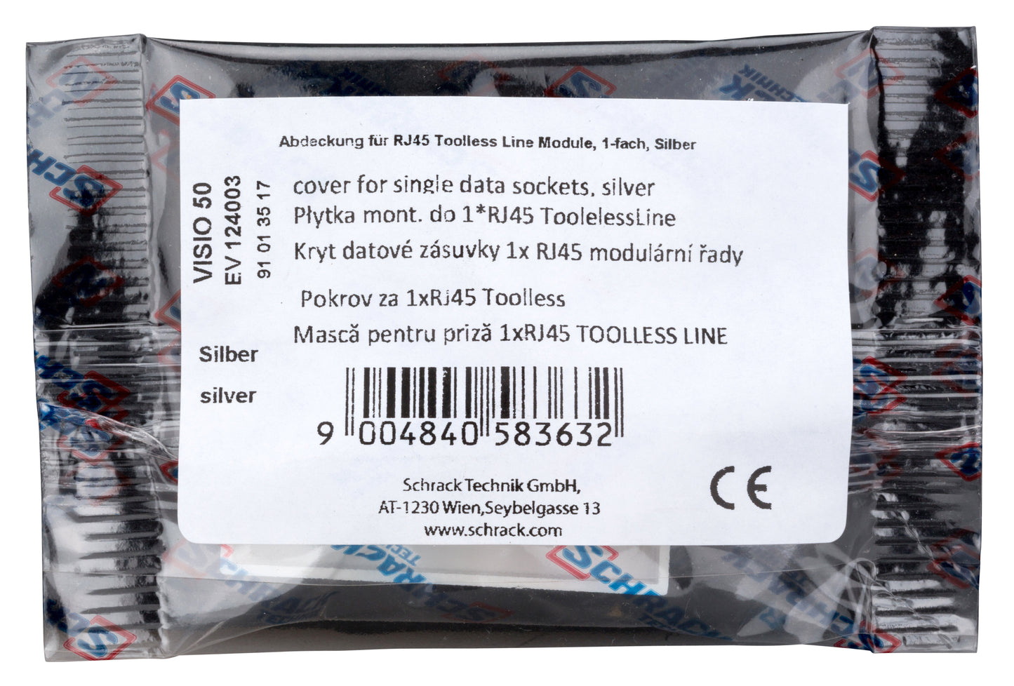 Mască pentru priză 1xRJ45 TOOLLESS LINE, argintiu