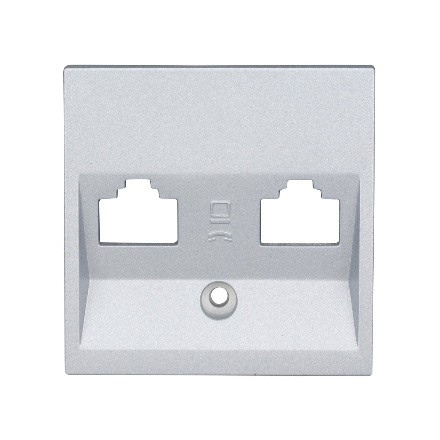 Mască pentru priză 2xRJ45 TOOLLESS LINE, argintiu