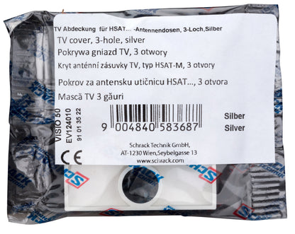Mască pentru priză TV, tip HSAT cu 3 decupaje, argintiu