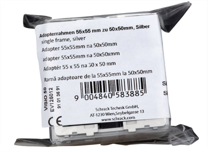 Ramă adaptoare de la 50x50mm la 55x55mm, argintiu