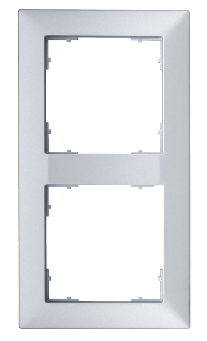 Ramă pentru 2 aparate cu dimensiuni de 55x55mm, argintie