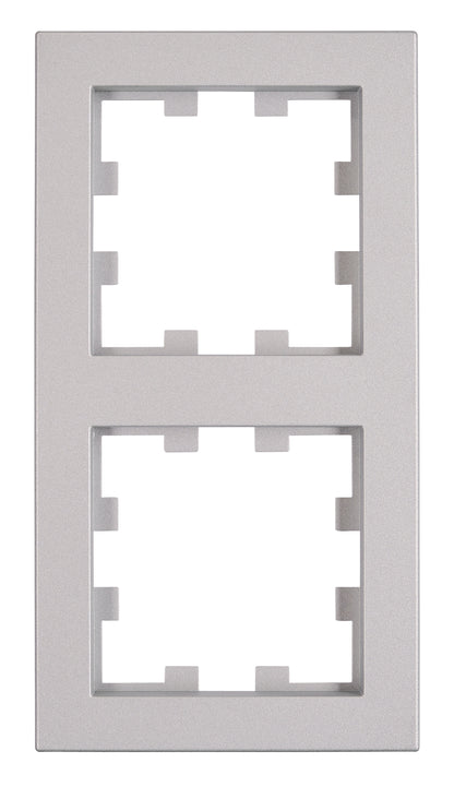 Ramă 2 aparate, Design CUBIC, argintie