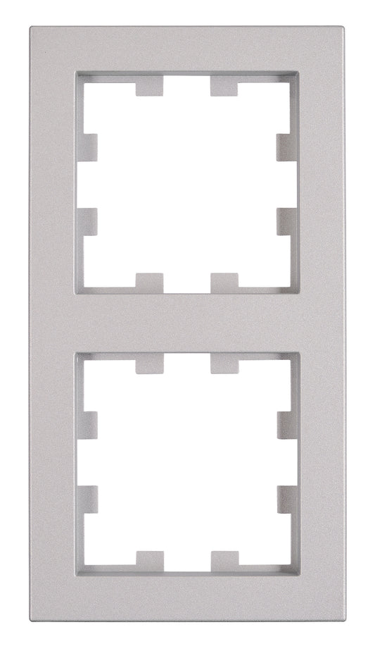 Ramă 2 aparate, Design CUBIC, argintie