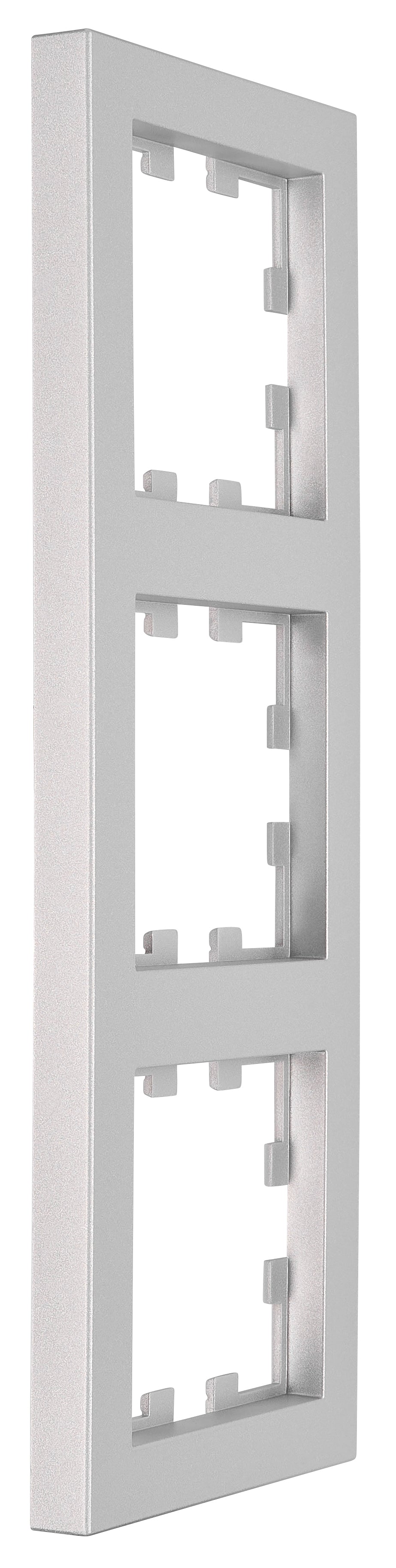 Ramă 3 aparate, Design CUBIC, argintie