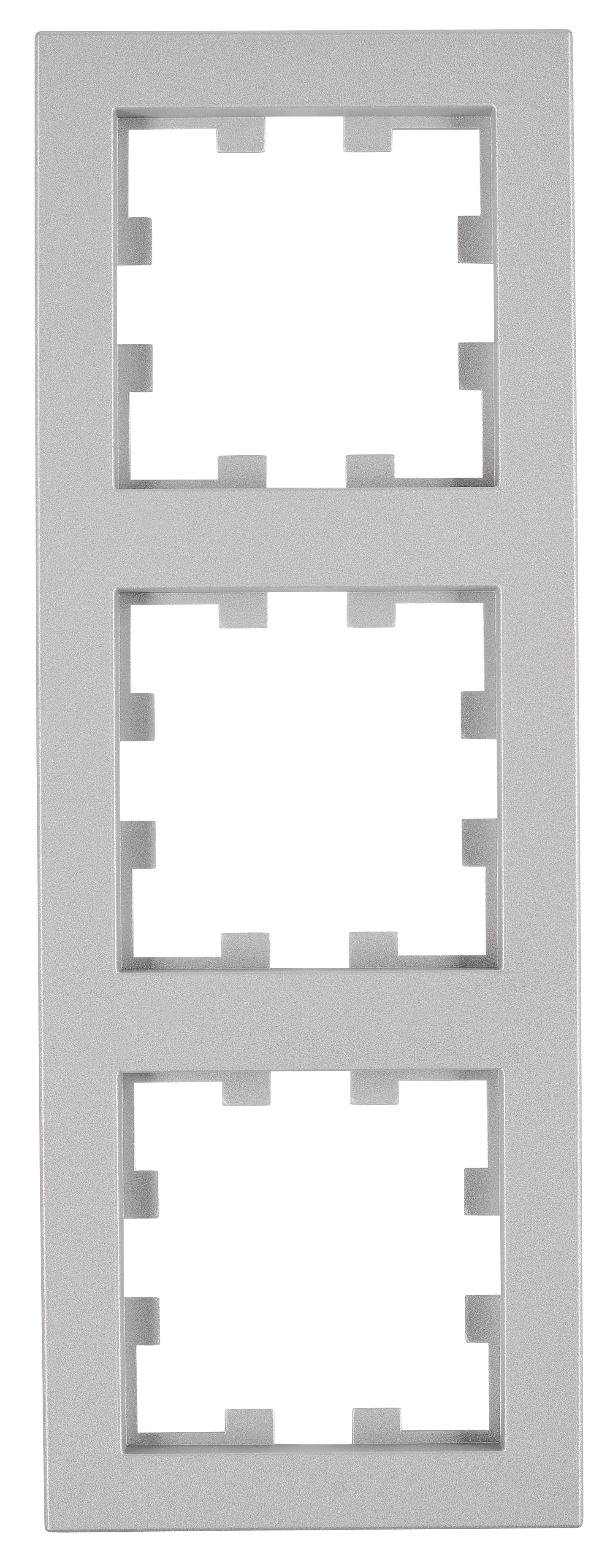 Ramă 3 aparate, Design CUBIC, argintie