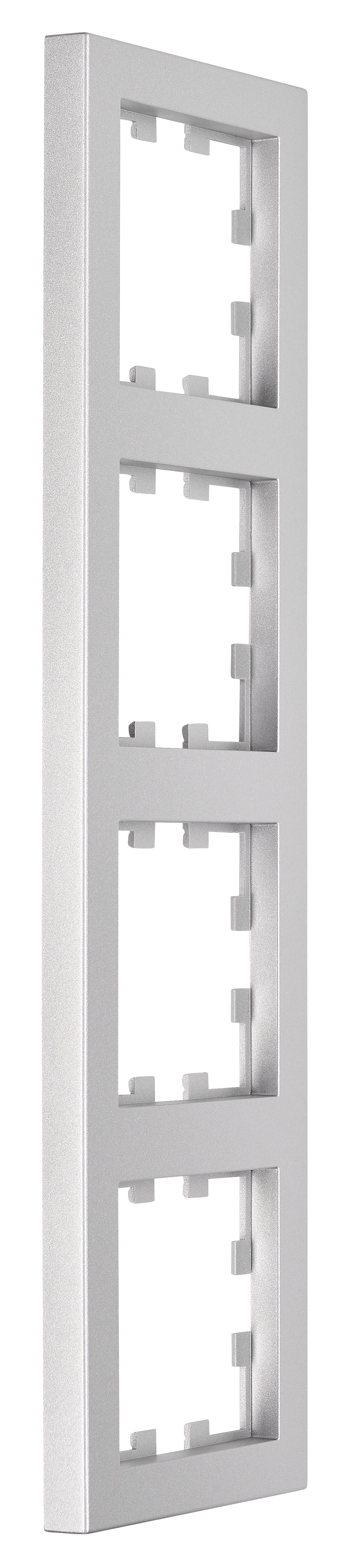 Ramă 4 aparate, Design CUBIC, argintie