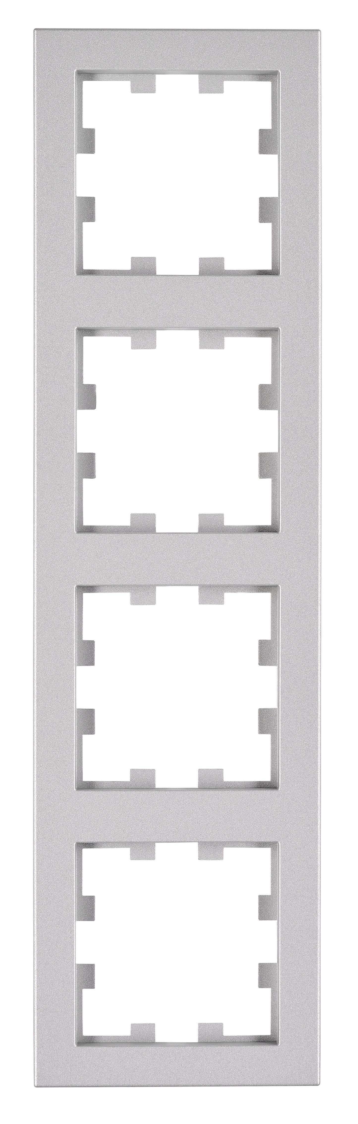 Ramă 4 aparate, Design CUBIC, argintie