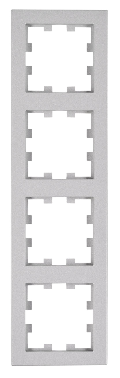 Ramă 4 aparate, Design CUBIC, argintie