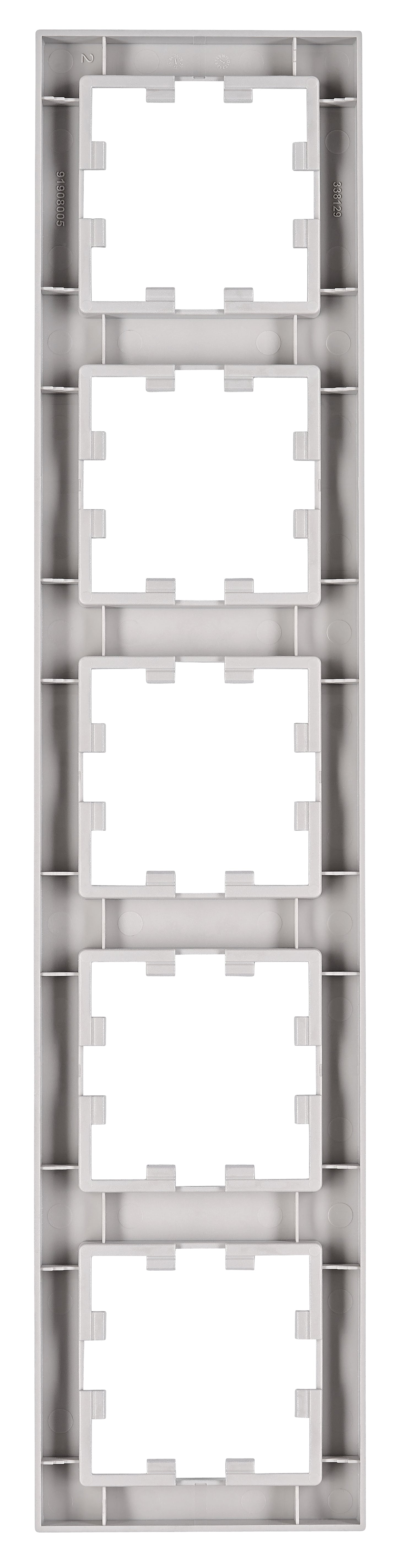 Ramă 5 aparate, Design CUBIC, argintie