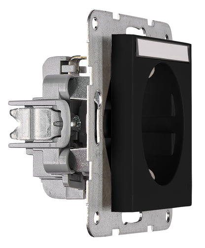 Socket with title block, safety shutter, black