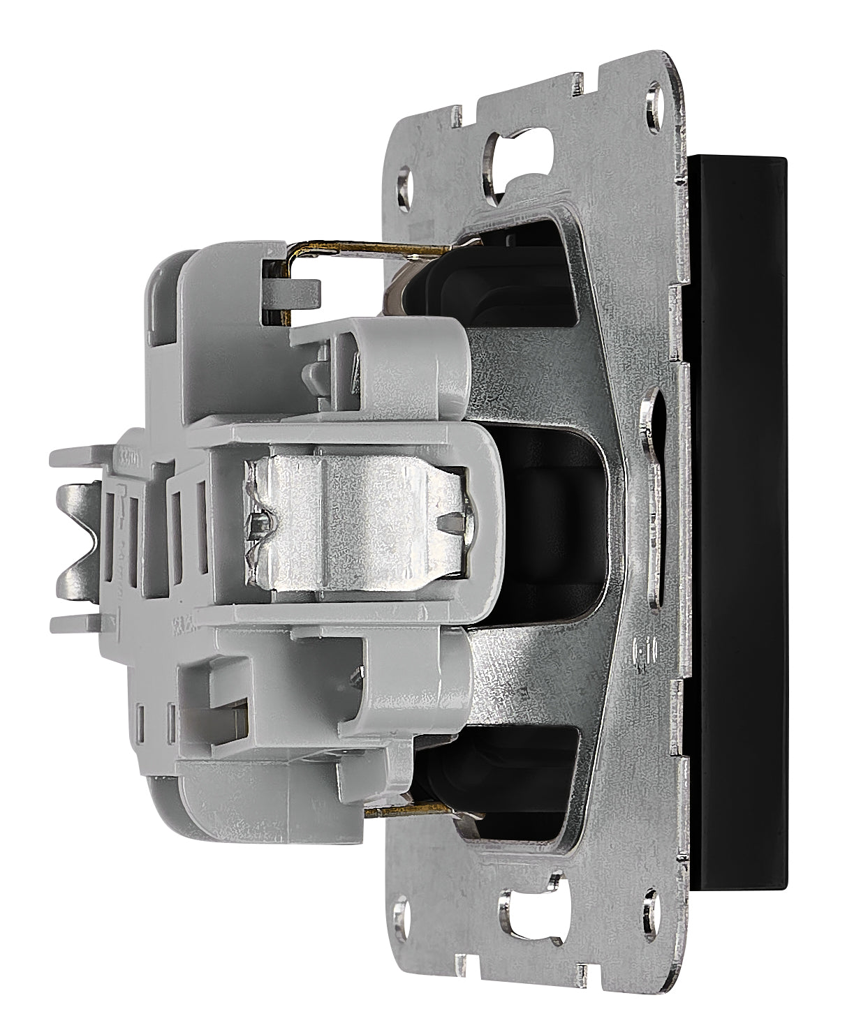 Socket with title block, safety shutter, black
