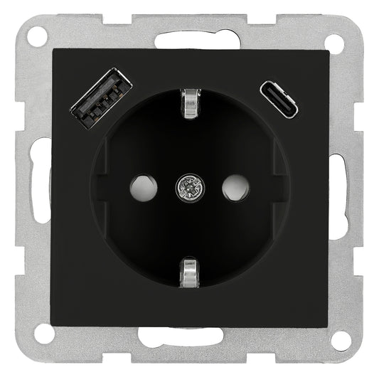 Insert priză USB A+C, 2.1A, negru