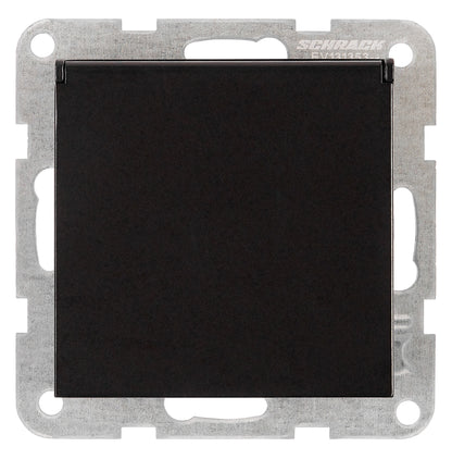 Insert priză, pin PE, capac, cleme el., negru