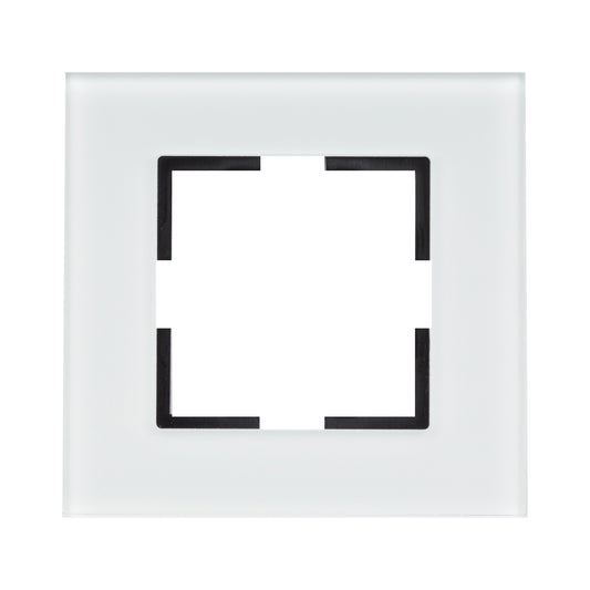 Ramă decorativă din sticlă pentru 1 aparat, alb