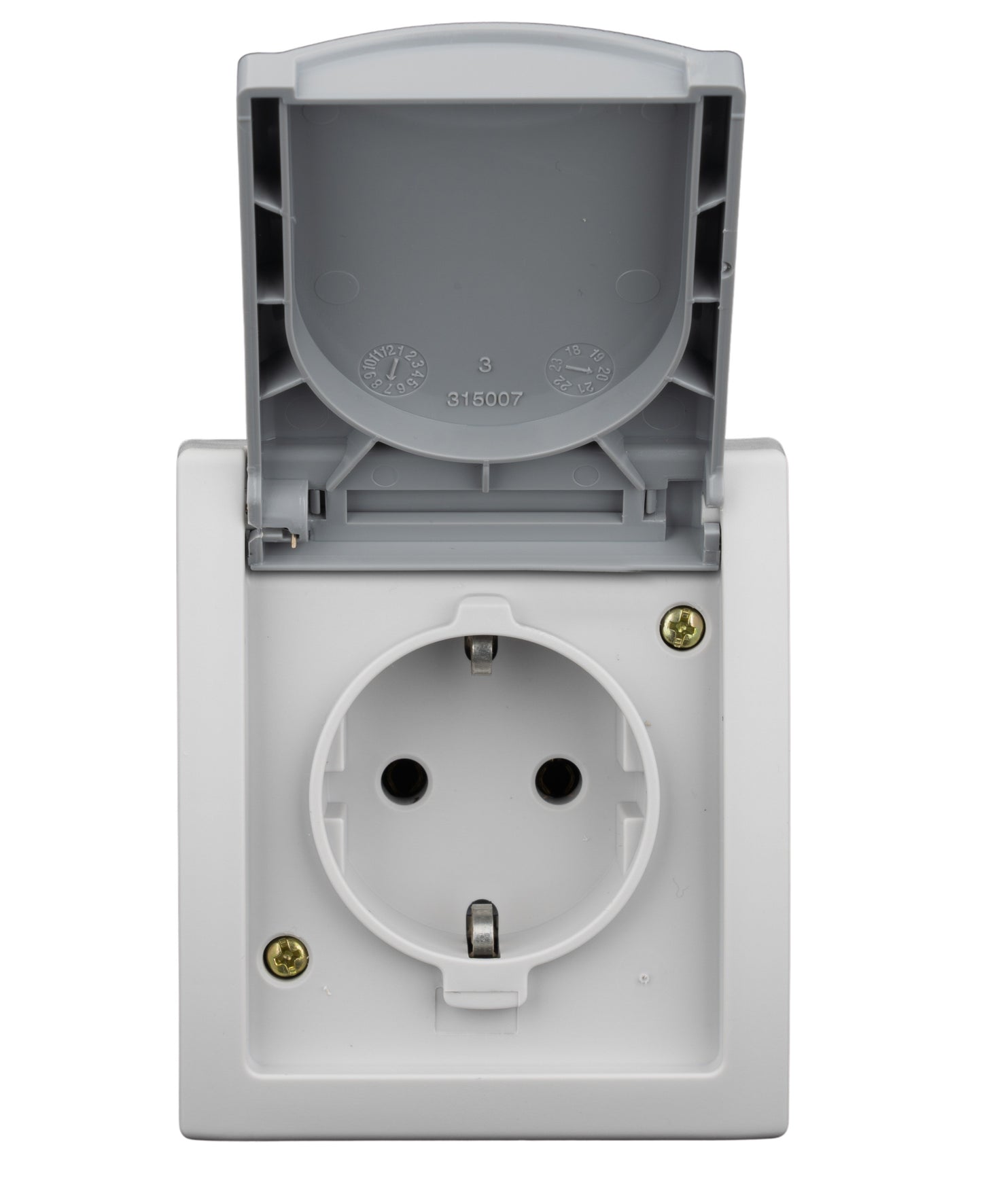 Priză cu PE şi capac, 16A, PT, cleme elastice, IP54