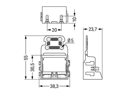 Wago Mounting adapter for screw fastening, white