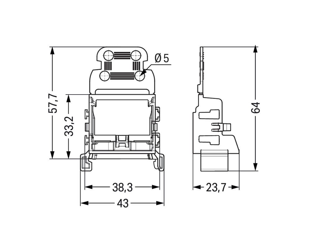 Wago Mounting adapter for TS 35, blue