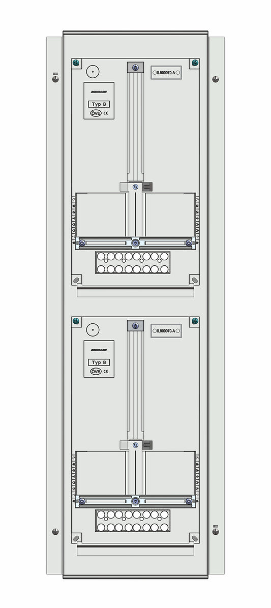 Meter box insert 2-rows, 2 meter boards / 19 Modul heights