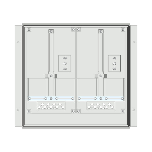 Meter box insert 1-row, 2 meter boards / 9 Modul heights