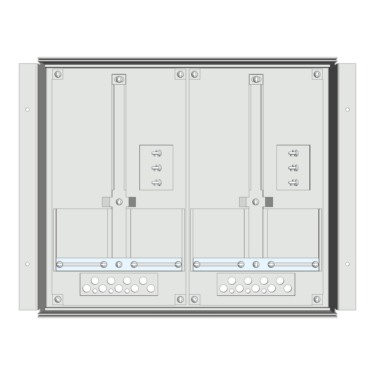 Meter box insert 1-row, 2 meter boards / 8 Modul heights
