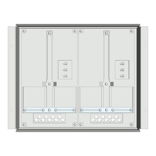 Meter box insert 1-row, 2 meter boards / 8 Modul heights
