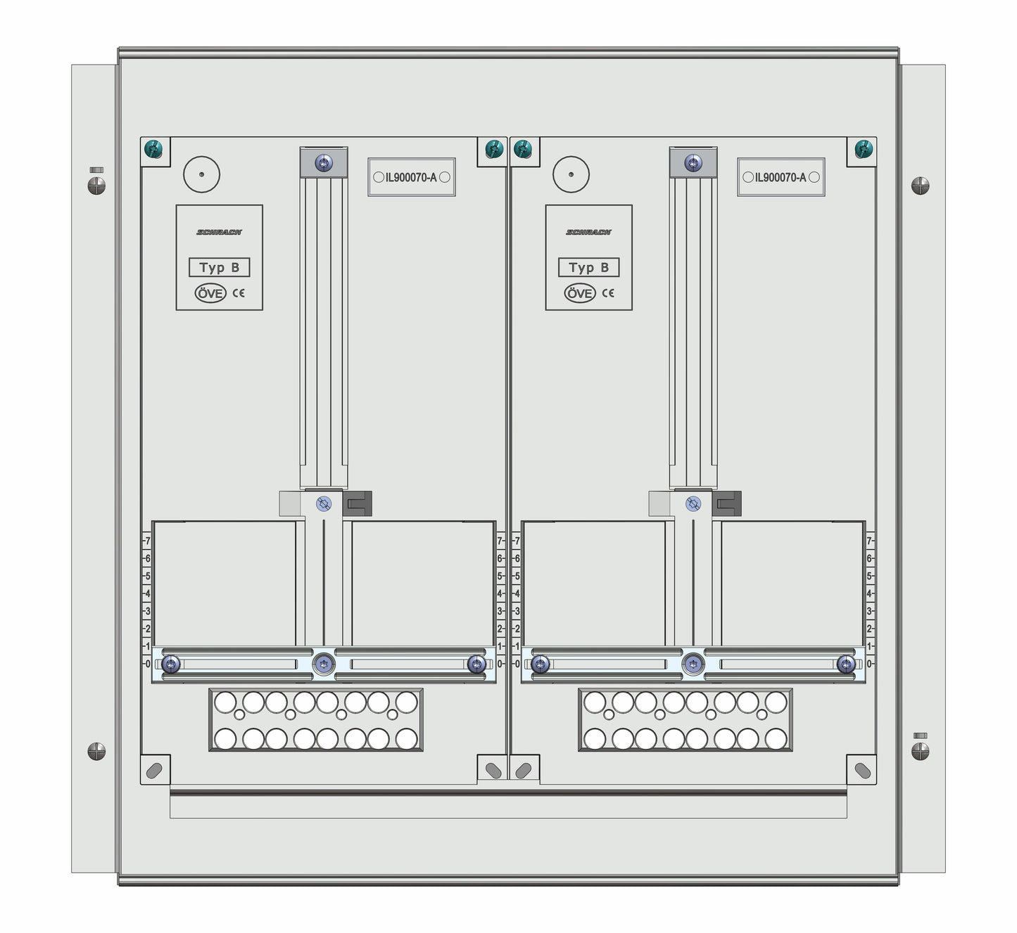 Meter box insert 1-row, 2 meter boards / 10 Modul heights