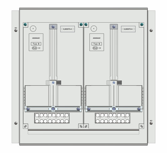 Meter box insert 1-row, 2 meter boards / 10 Modul heights