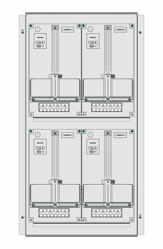 Meter box insert 2-rows, 4 meter boards / 19 Modul heights