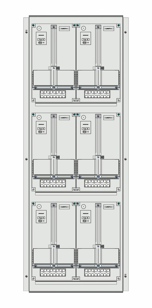 Meter box insert 3-rows, 6 meter boards / 28 Modul heights
