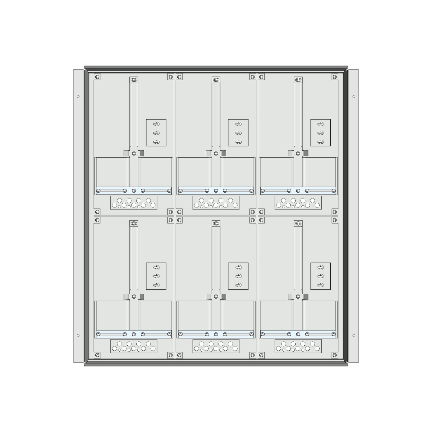 Meter box insert 2-rows, 6 meter boards / 16 Modul heights