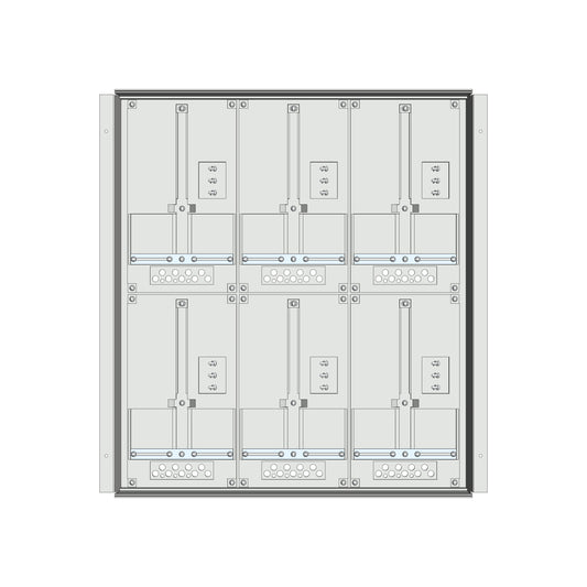 Meter box insert 2-rows, 6 meter boards / 16 Modul heights