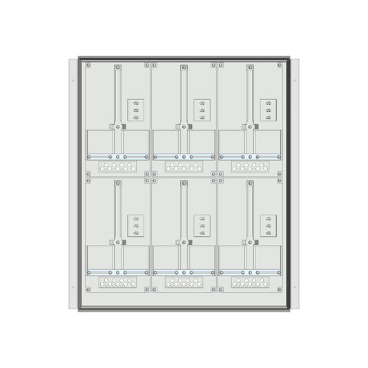 Meter box insert 2-rows, 6 meter boards / 17 Modul heights