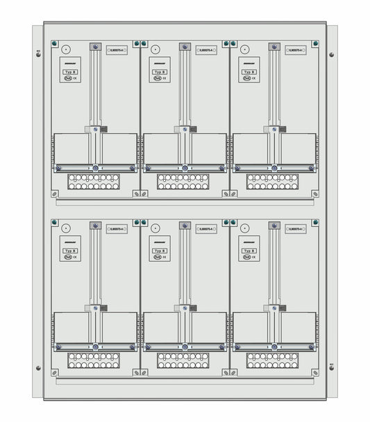 Meter box insert 2-rows, 6 meter boards / 19 Modul heights