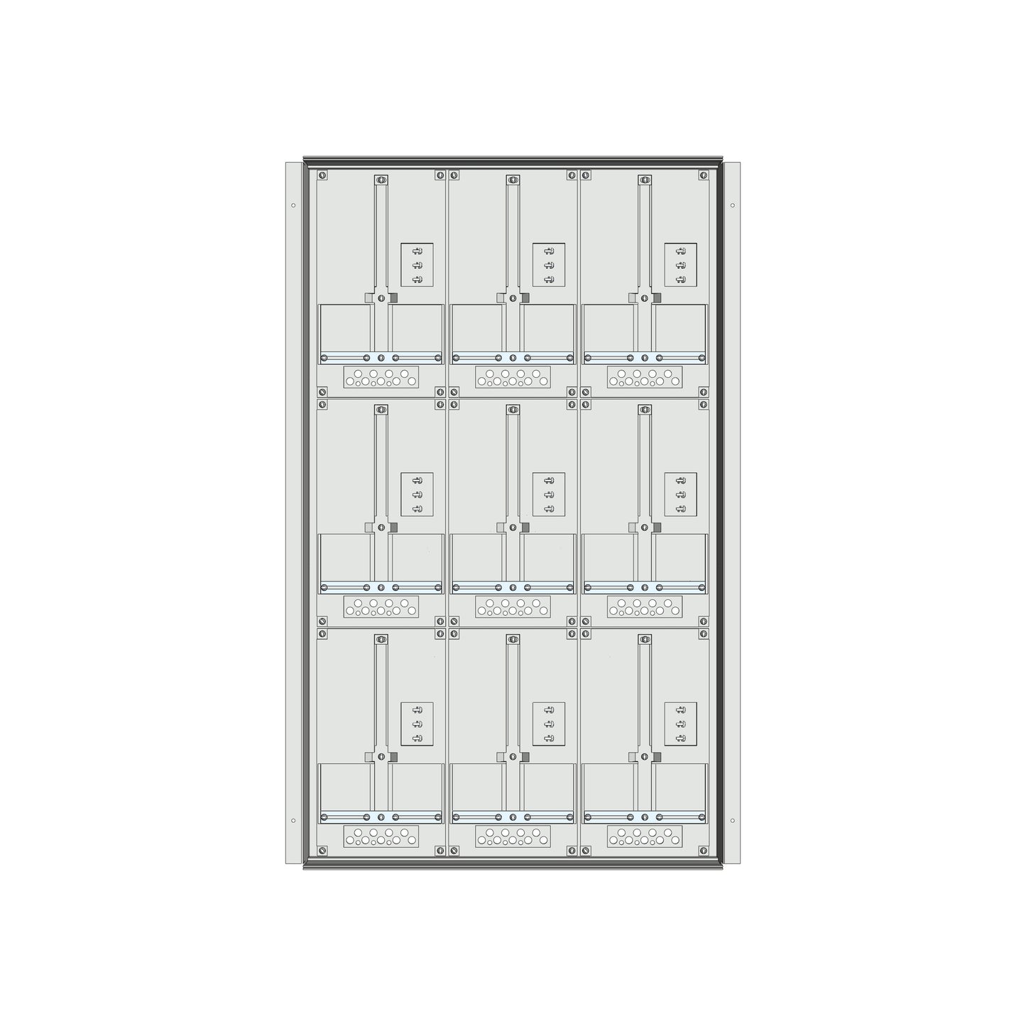 Meter box insert 3-rows, 9 meter boards / 24 Modul heights