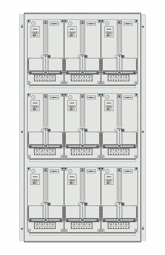 Meter box insert 3-rows, 9 meter boards / 28 Modul heights