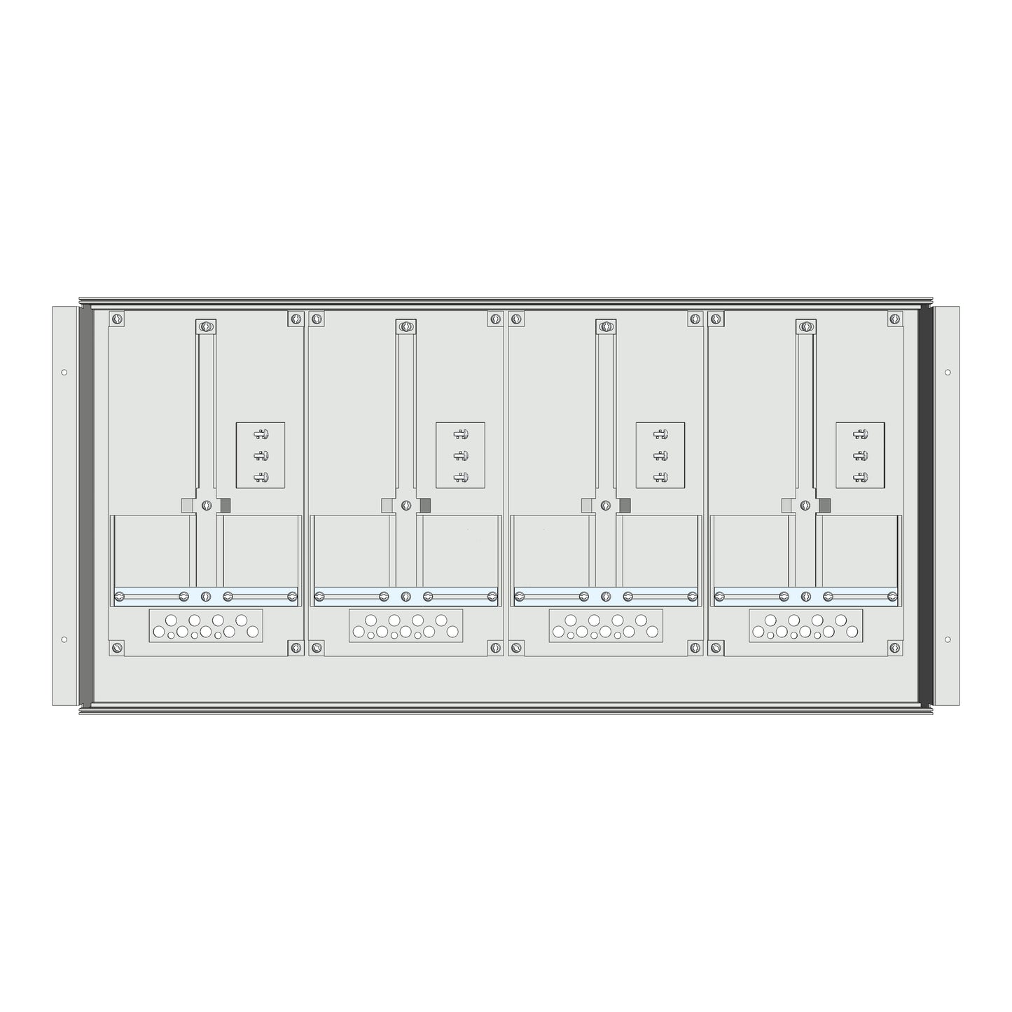 Meter box insert 1-row, 4 meter boards / 9 Modul heights