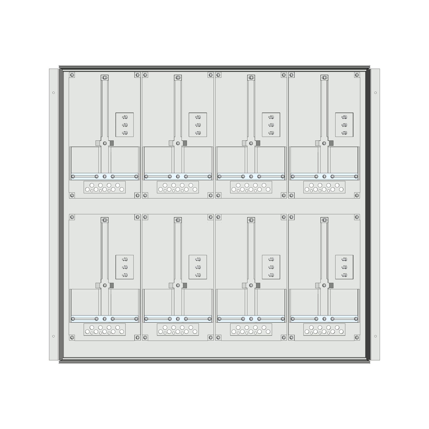 Meter box insert 2-rows, 8 meter boards / 18 Modul heights
